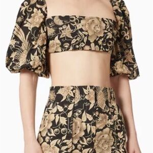 Floral Puff Sleeve Crop Top